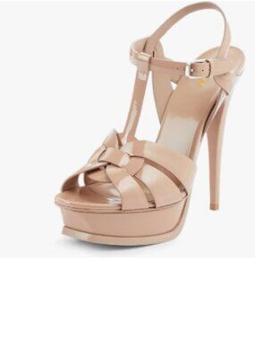 YDN Nude Strappy High Heeled Platform Peep Toe Stiletto Heels T-strap Sandals